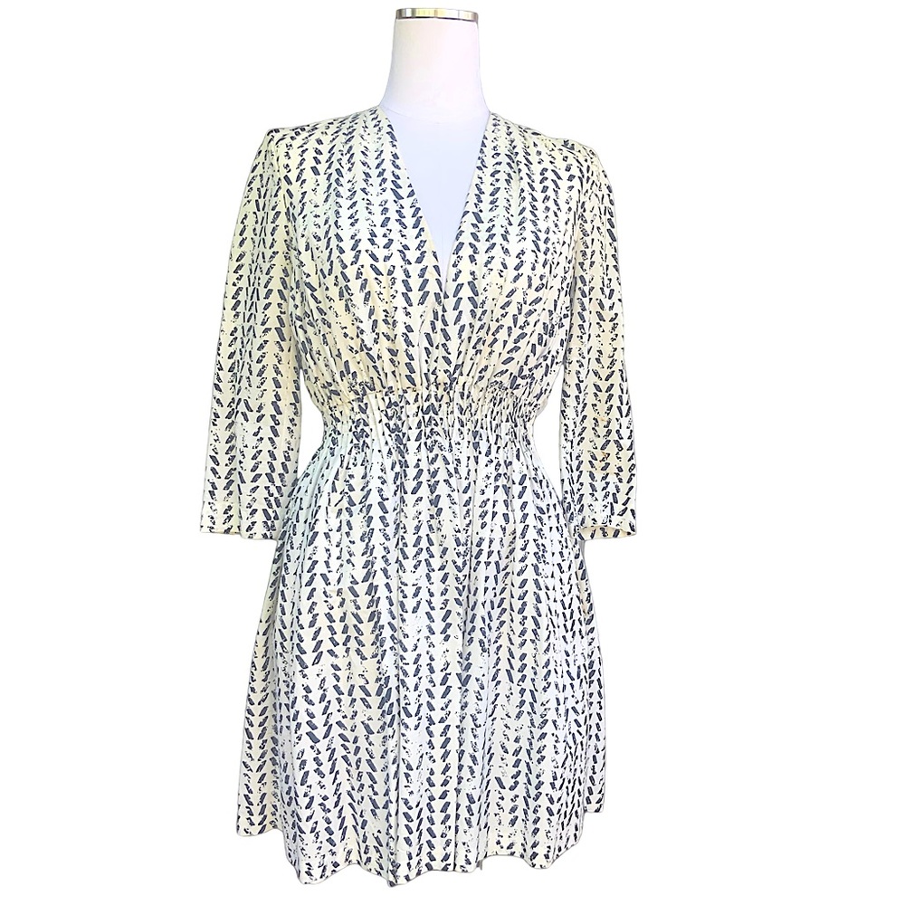 THAKOON Dress. Barneys NY.  Ikat design. Elastic waist & deep V neck. Sz 2.